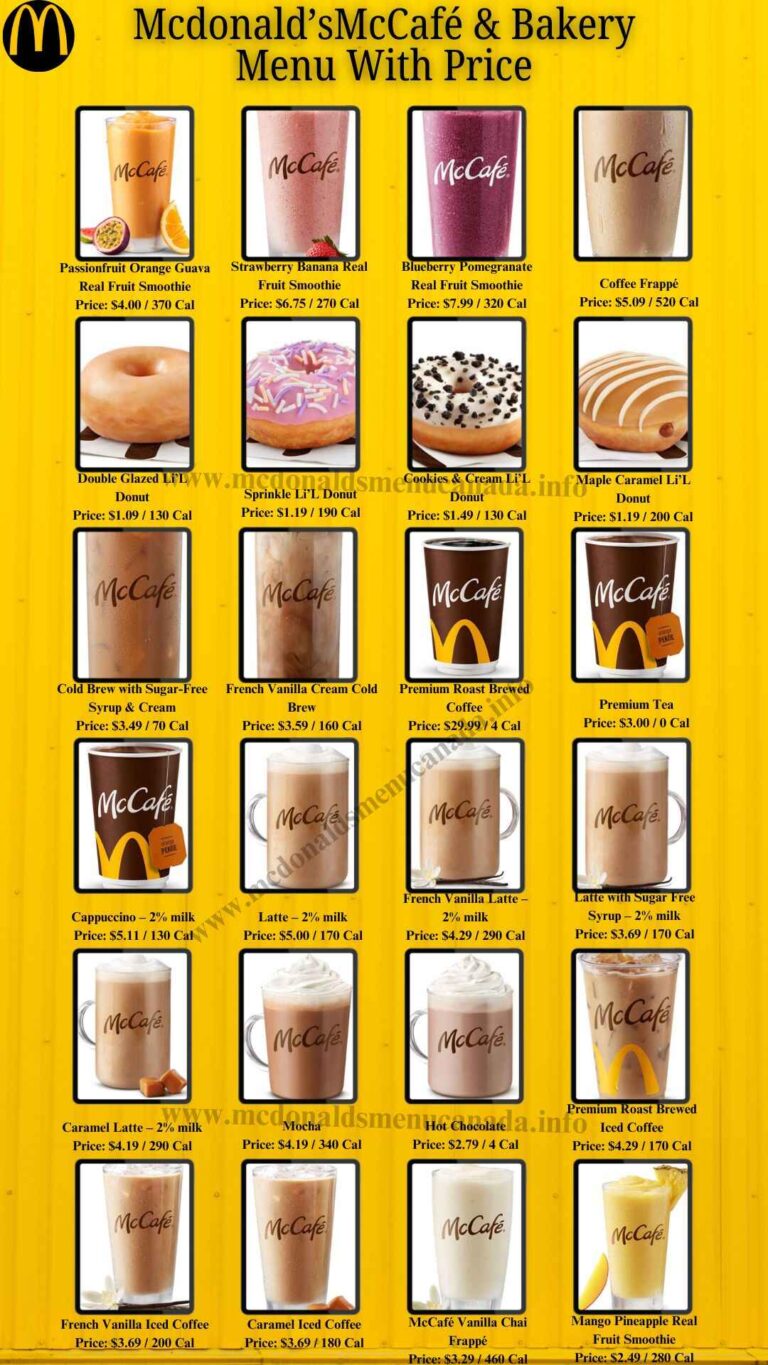 Mcdonald's McCafé & Bakery Menu - Mcd Menu Canada